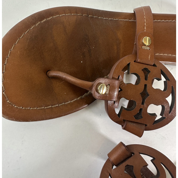 Tory Burch Miller Leather Thong Sandals Brown Flat Flip Flops Women's Size 7.5 M - Picture 8 of 14